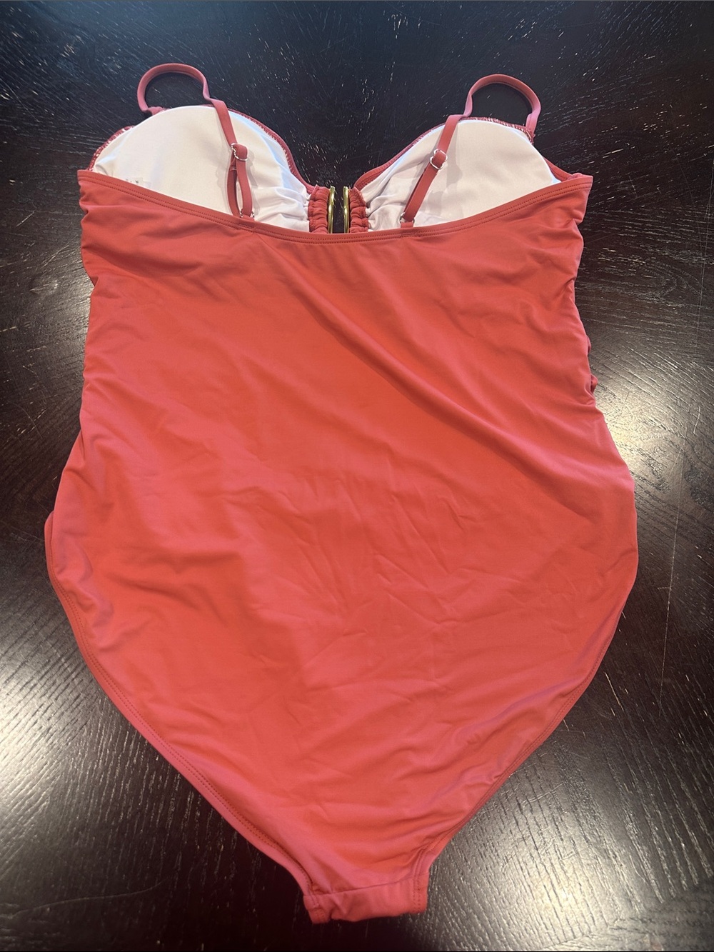 Sleek Rust One-Piece Swimsuit with Gold Accent - Picture 6 of 8